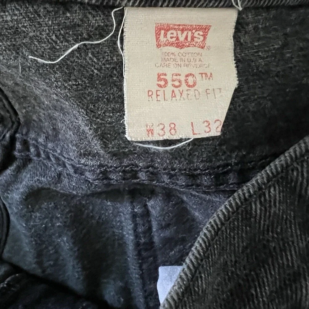 Vintage Levi's Jeans Mens 36x33 Black Washed Orange Tab 550 Relaxed Fit USA